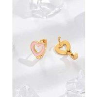 Enchanting Pink Heart Gold Earrings With Valentine Box