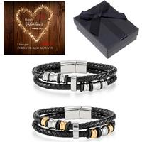 Men'S Luxe Leather Bracelet With Valentine Gift Box