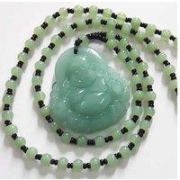 Luxurious Jade Green Necklace With Buddha Pendant & Valentine Box