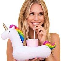Pack of 5 Inflatable Unicorn Drink Holders - Outdoor Pool & Garden Party Fun, Durable PVC, Family Entertainment