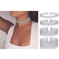 Glamorous Set of 4 Diamante Choker Necklaces