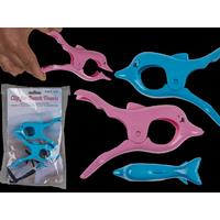 Vibrant Dolphin Beach Towel Clips - Set of 4