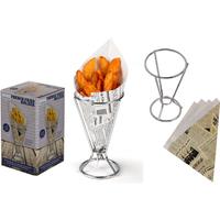 Deluxe Metal French Fries Holder - Sturdy Metal Tableware Snack Stand