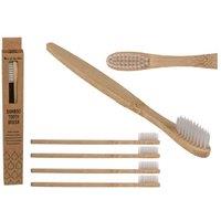 Manual Bamboo Toothbrush Set - 4-Pack, Charcoal Bristles, Eco-Friendly Family Oral Care
