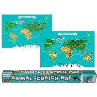 Animals of the World Scratch Map Wall Art - Vibrant Paper Print, 88 x 52cm, Educational & Interactive Decor