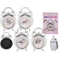 Unicorn Double Bell Alarm Clock - Decorative White Plastic Vintage Table Clock, 12cm, Loud Twin Bell, Kids Bedroom Decor