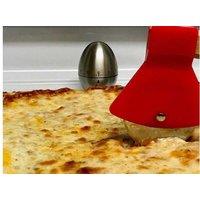 Stainless Steel Axe-Style Pizza Cutter with Bamboo Handle - Precision Kitchen Tool, 21.8cm