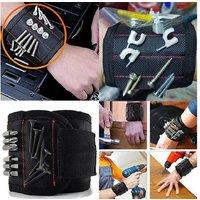 Magnetic Tool Bracelet - Modern Black Polyester, Universal Fit, Hands-Free Home DIY Accessory
