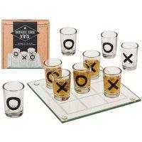 Glass Shot Glass Tic Tac Toe Table Game Set - 9-Piece Compact Partyware