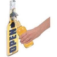 Wall Mounted Stainless Steel & Wood Bottle Opener - Fun Beer Bottle Design, Easy Installation, 39.5cm