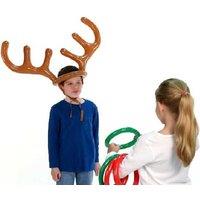Festive Inflatable Reindeer Antlers Ring Toss Game - Novelty Christmas Party Jumper Alternative, Durable Plastic, Family Fun