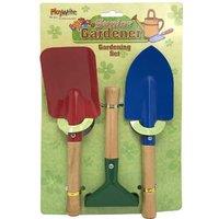 3-Piece Kids Gardening Tool Set - Child-Safe Wooden & Iron Hand Tools (21cm) for Budding Gardeners