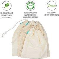 Organic Cotton Food Storage Bags Set - Reusable, Washable, Eco-Friendly (Set of 3)