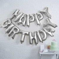Gold Foil Happy Birthday Wall Art Balloons - Reusable Nylon & Aluminium Party Decor, 35.5cm Statement Letters