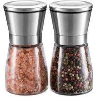 Stainless Steel & Glass Salt and Pepper Grinder - Adjustable Ceramic Mill, 12.7cm