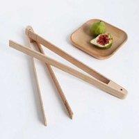2-Pack Premium Wooden Food Tongs - Natural Wooden Kitchen Utensils, Extra-Long, Durable, Classic Style