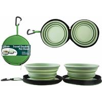 Collapsible Double Dog Travel Bowl - Portable, Durable & Crufts Approved for Medium/Large Breeds