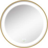 Round LED Touchscreen Bathroom Mirror with Gold Frame