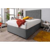 Velvet Divan Bed Set & Headboard With Memory Foam Mattress - 6 Size & 4 Drawer Options