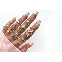 17 Piece Bohemian Stackable Ring Set - Gold