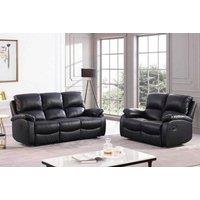 Roma Black Leather Recliner Sofa Collection - 4 Options