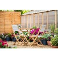 Acacia Hardwood & Rope Foldable Bistro Set - 2-Seater Outdoor Garden Furniture