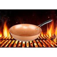 Non Stick Copper Wok Frying Pan Deal - Large 30Cm Size