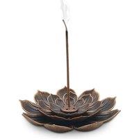 Brass Lotus-Shaped Incense Burner - Multi-Stick Holder Decorative Table Accessory, Premium Metal Home Decor