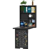 Wall-Mounted Folding Desk With Chalkboard & Storage - Contemporary Space-Saving Living Room Workstation
