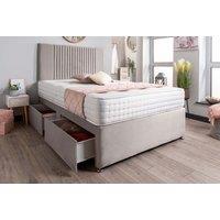 Silver Velvet Divan Bed Set With Open Sprung Mattress