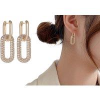 Gold-Toned Oval Earrings