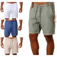 Men'S Casual Linen Shorts With Pockets - 4 Colour & 6 Size Options - Beige | Wowcher