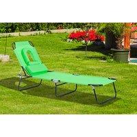 Reclining Sun Lounger With Reading Hole - 6 Colours - Green