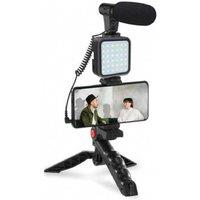 Ultimate Video Blogger Kit: Smartphone Tripod, Fill Light, Microphone & Bluetooth Remote For Pro