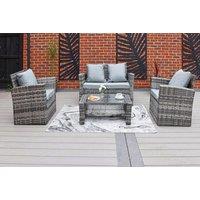 4-Seater Rattan Garden Furniture Set - Black Or Grey