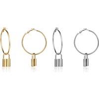 Women's Padlock Necklace & Earrings Set - Choose Gold or Silver
