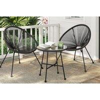 3-Piece Black String Bistro Furniture Set - Table & 2 Chairs
