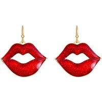 Women'S Red Lips Drop Earrings - 1 Or 2 Pairs
