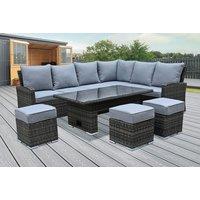 8-Seater Rattan Corner Dining Sofa Set With Rising Table