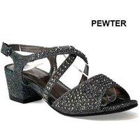 Unisex Black Girls' Diamante Open Toe Block Heel Sandals - Sparkling Party Footwear