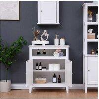 Freestanding MDF Bathroom Floor Cabinet - Moisture-Proof, 2-Tier Storage, Modern White