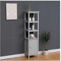 Freestanding MDF Bathroom Tall Boy Storage Unit - Space-Saving, Grey, 150cm