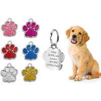 Personalised Engraved Glitter Paw Pet Tag