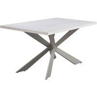 Doran White Wooden Dining Table - Contemporary 6-Seater with Steel Criss Cross Base