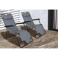 Set of 2 Steel Mesh Zero Gravity Reclining Sun Loungers - Foldable, Adjustable, Modern Outdoor Chairs