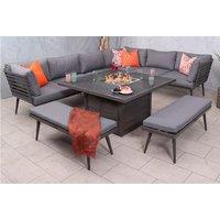 10 Seater Rattan Lounging Set With Fire Pit Table