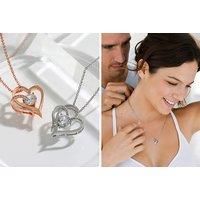 Women'S Double Heart Pendant Necklace - Silver Or Rose Gold