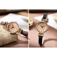Women'S Thin Faux Leather Strap Watch - Black Or Brown