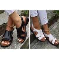 Women'S Faux Leather Sandals - Black, White, Red Or Brown