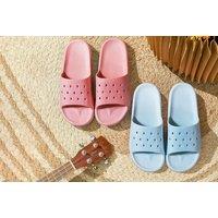 Women'S Pvc Sliders With Hole Cut-Outs - Pink, Purple Or Blue